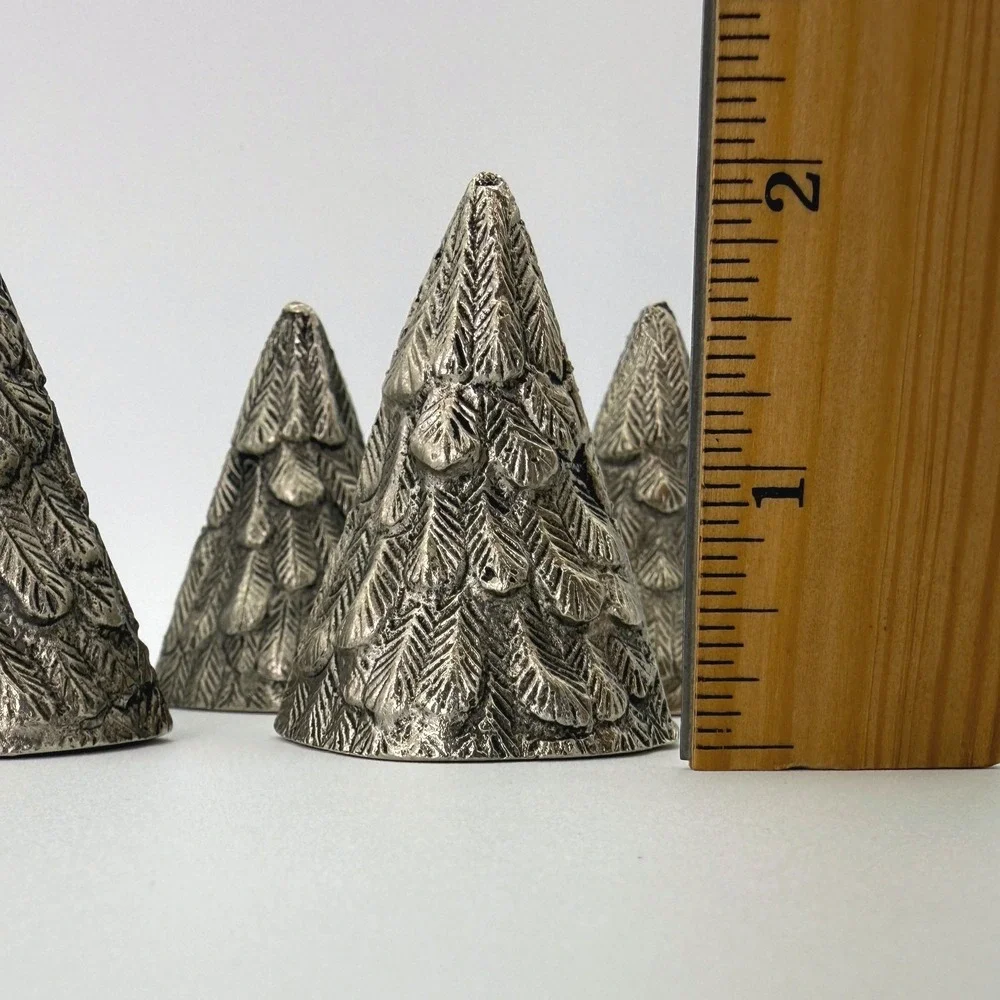 Williams Sonoma Pewter Tree Place Card Holders 5 Set Silver Rustic Holiday Decor